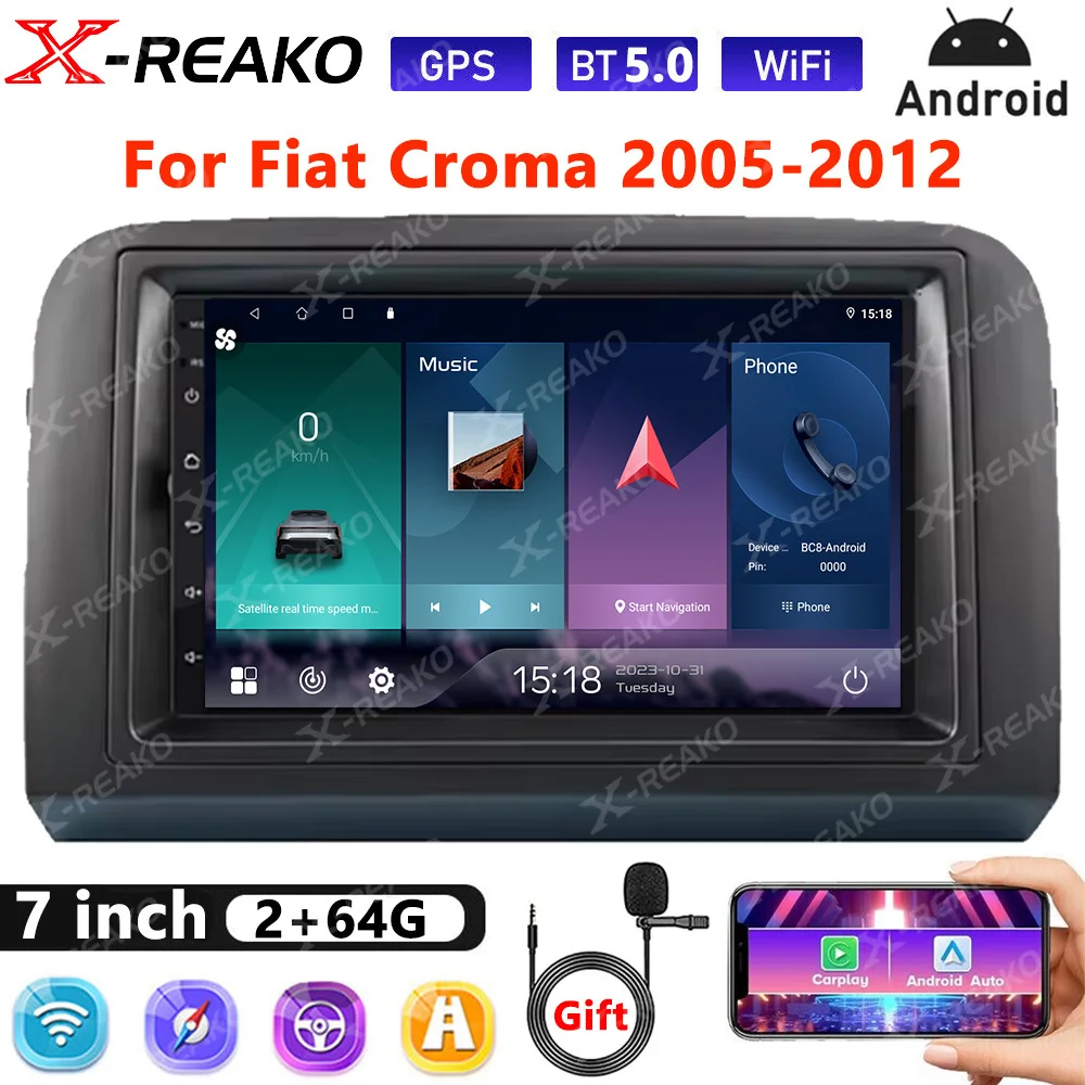 

X-REAKO 7 дюймов 2Din для Fiat Croma 2005 -2012 стерео беспроводной Carplay Android автомобильный мультимедийный плеер головное устройство GPS навигация