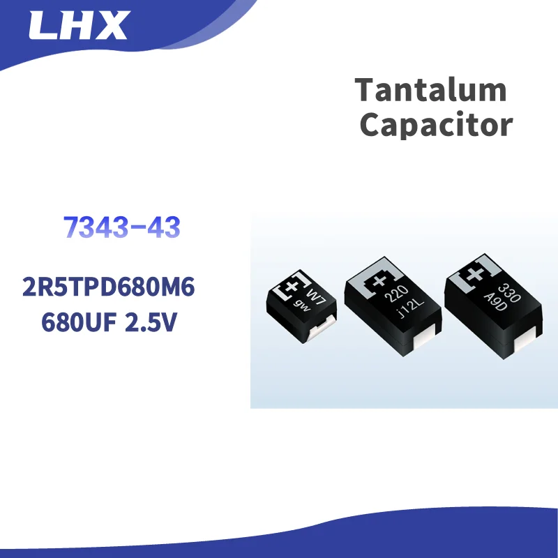 

10pcs/Lot SMD Tantalum Capacitor 2R5TPD680M6 680UF 2.5V 7343-43 Wholesale Distributor Spot Sale