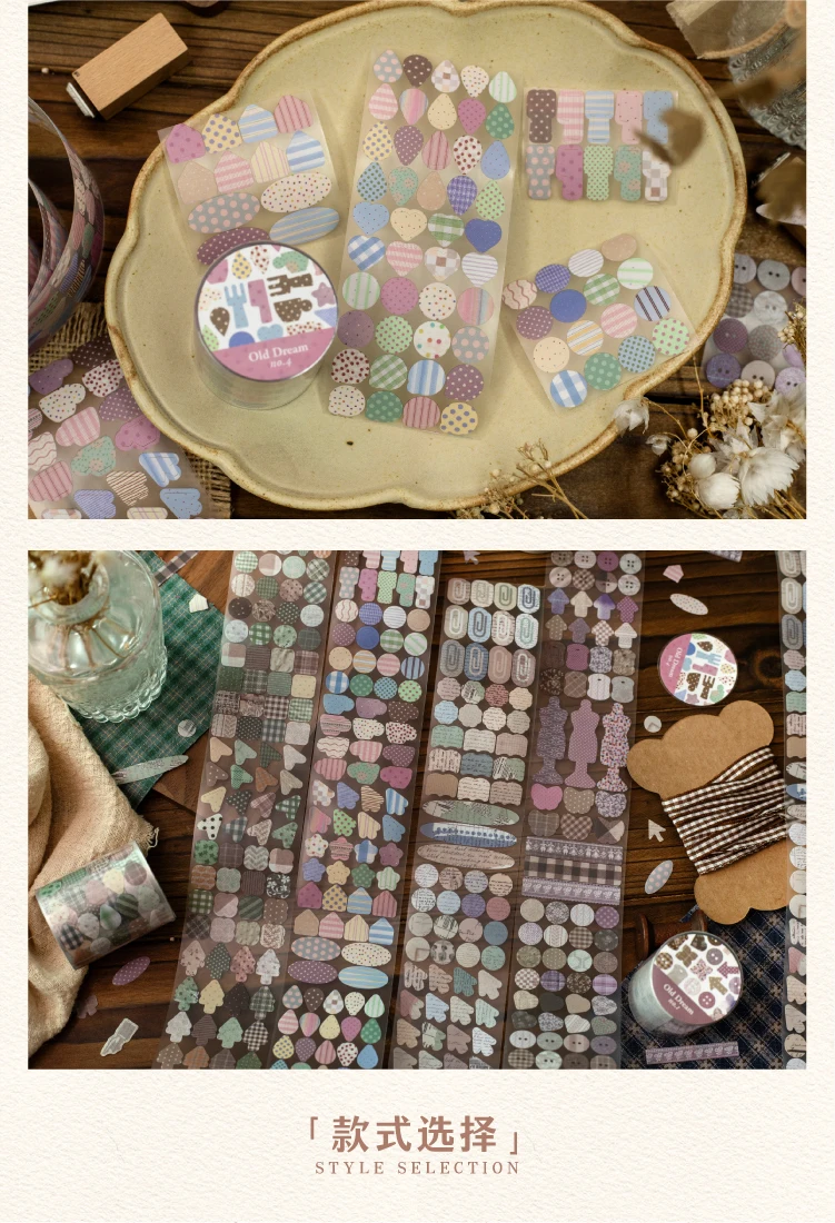 Journal GO 5cmx2m Old Dreams Gestanztes Klebeband Vintage Nähknopf- & Stoffaufkleber für Journaling, Scrapbooking & DIY-Bastelarbeiten – Detail 13