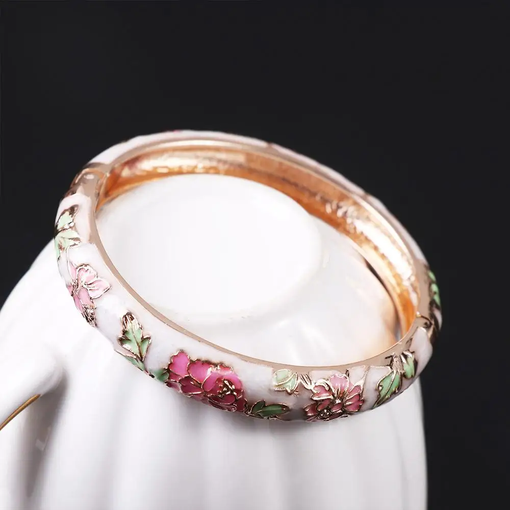 Moda Tradycyjna Filigran Rękodzieło Cloisonné Prezenty Dla Kobiet Dziewczyn Kwiatowa Biżuteria Bransoletki Akcesoria