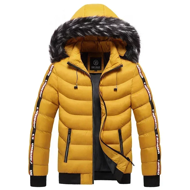 Men\'s Winter Down Jacket New Solid Color Casual Loose Plus Size Outdoor Travel Hooded Overalls Cotton Clothes Men\'s Thermal Coat