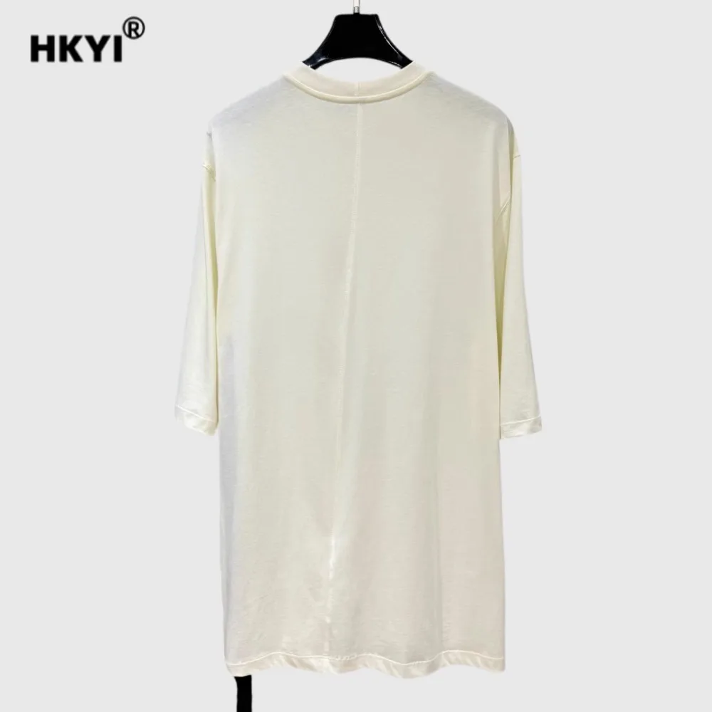 HKYI men's tops tees round neck arm fist print top loose short sleeved t-shirt
