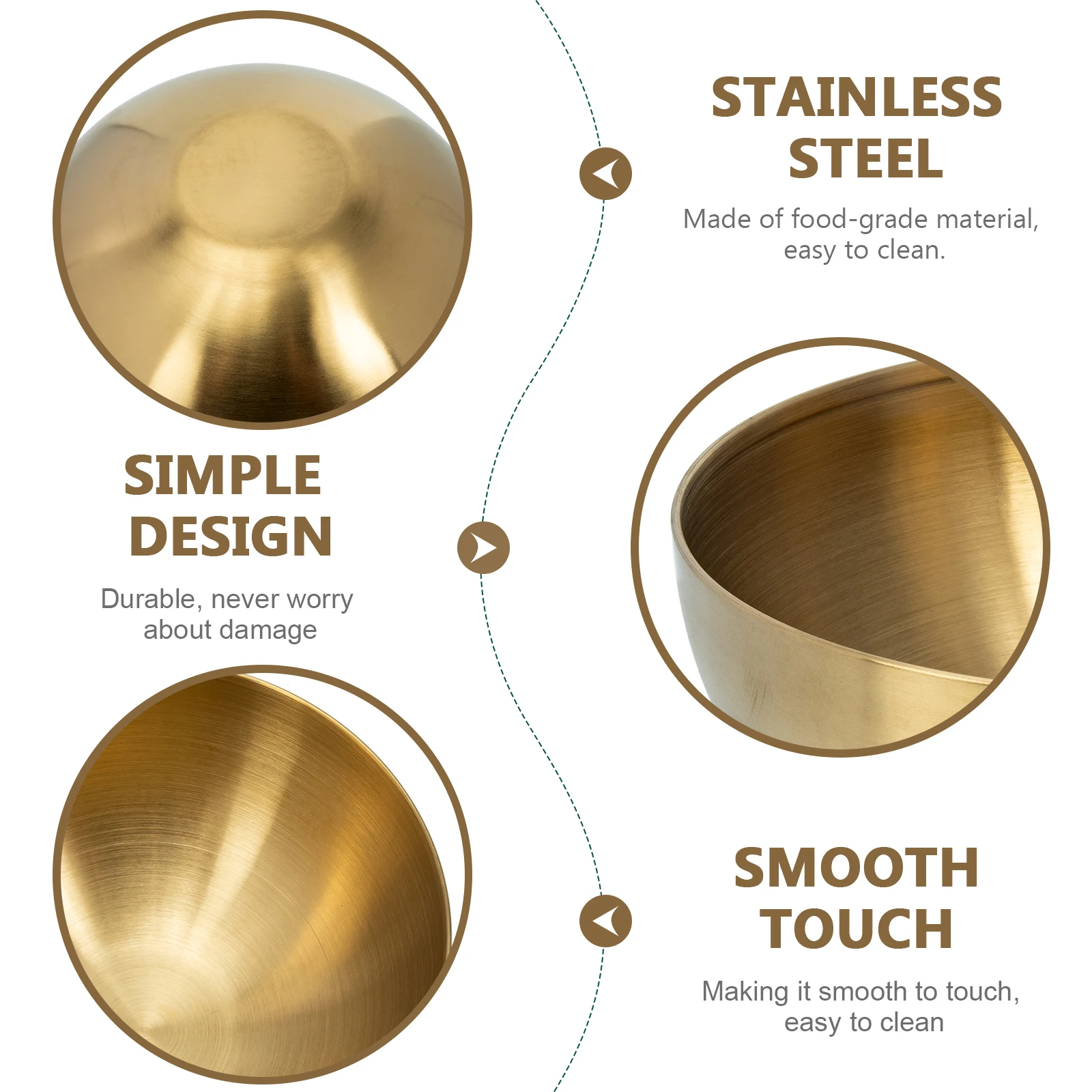 

15cm Golden Stainless Steel Salad Bowl Multi Function Fruit Snack Container Kitchen Gadget for Family Party Use