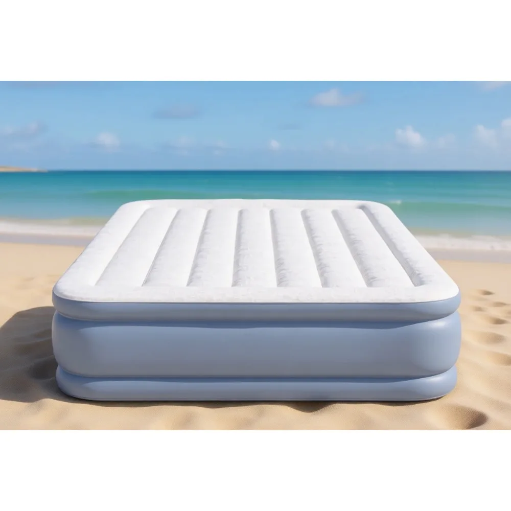 

Надувной матрас увеличенного размера с вертикальными балками для усиления края, внешним насосом, из прочного винила, для гостей и кемпинга