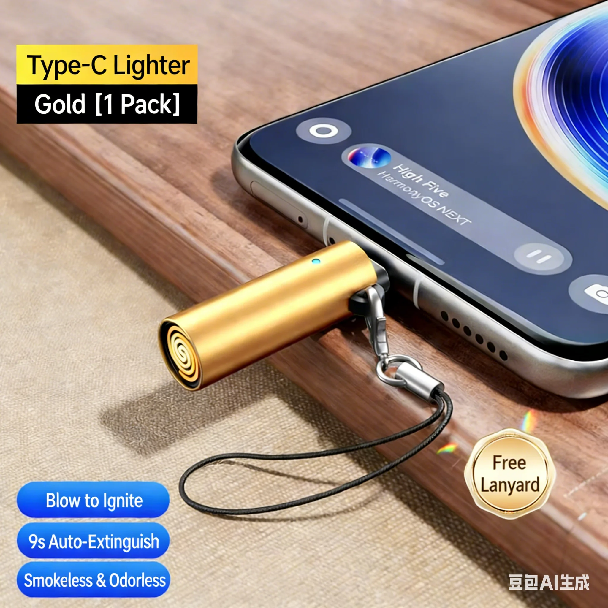 Type-C Blow to Ignite Lighter for Phone/Tablet/Laptop - No Gas, No Battery, Overheat Safe, Fast Heating, Portable