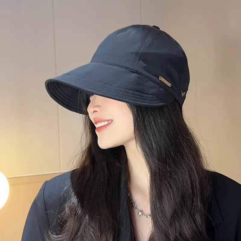 Famous Women's Summer Hat Large Brim Sunshade Quick Dry Empty Top Duckbill Fisherman Cap Spring Summer Trendy Adjustable Strap