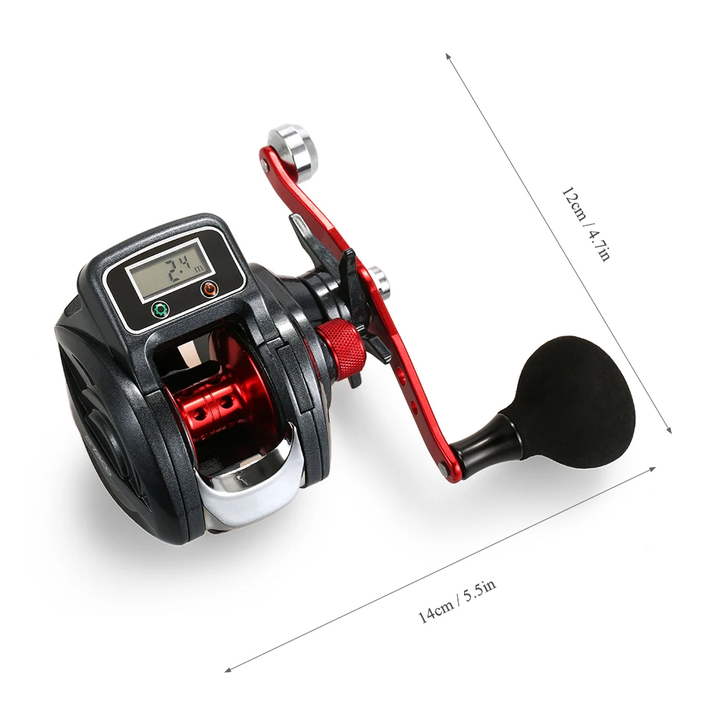 Digital Display Baitcasting Wheel 16+1 Ball Bearing Left/Right Hand Fishing Reels Electronic Line Counter 6.3:1 Sea Casting Reel