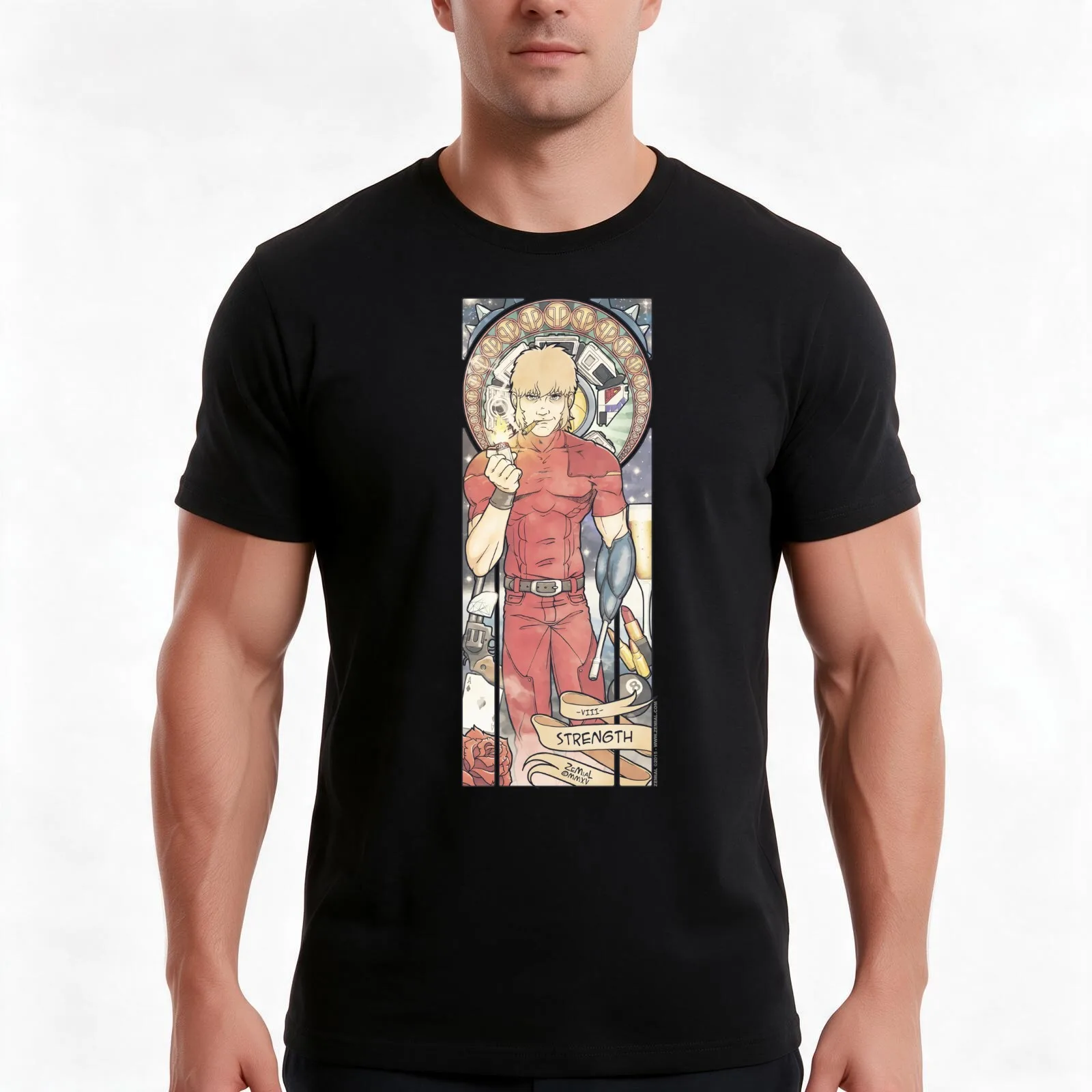 VIII - THE STRENGTH (ZeMiaL) T-Shirt, Summer Casual Cotton Tee, Oversized Streetwear Tops, Vintage Graphic Print, 100% Cotton