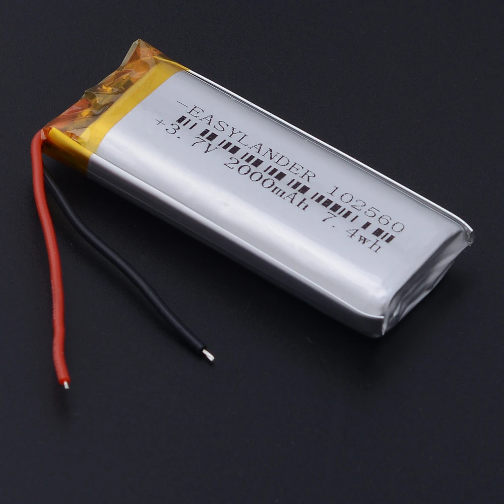 SH 1.0mm JST 1.25mm  PH2.0mm  ZH1.5mm XH 2.54mm 3.7V 2000mAh 102560 Lithium Polymer Li-Po li ion Rechargeable Battery cells