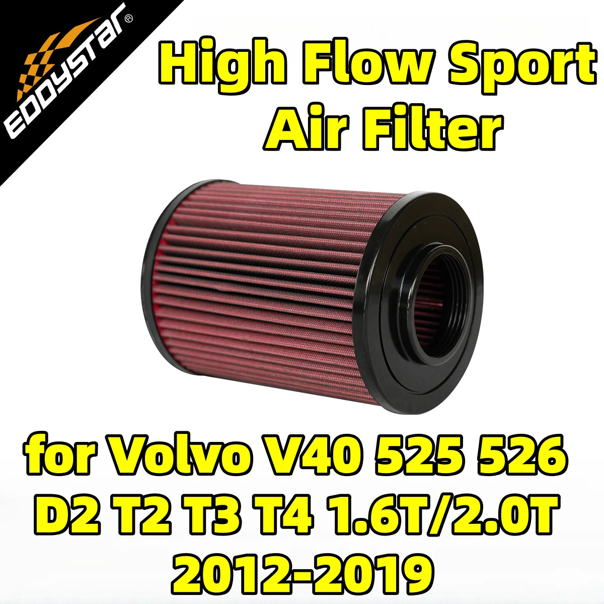 

High Flow Sport Air Filter for Volvo V40 525 526 D2 T2 T3 T4 1.6T/2.0T 2012-2019 Washable Racing Intake Filters