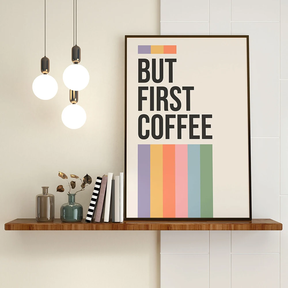 But First Coffee Art Print Retro Kitchen Wall Art Inspirational Typographic This Kitchen is for Dancing Poster Office Wall Decor