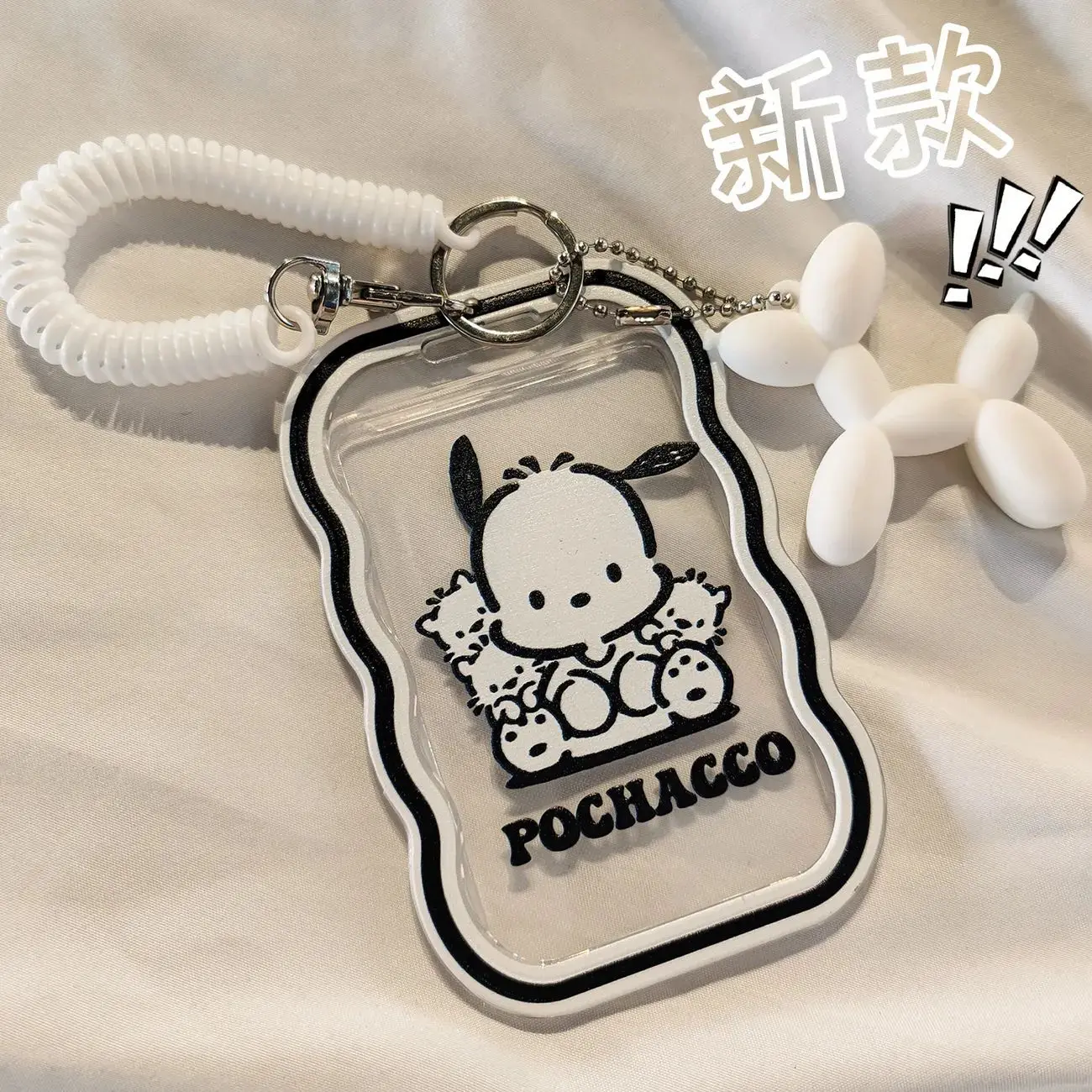 

Anime Sanrio Pochacco Cute Cartoon Transparent Card Holder Keychain Photo Sleeves Bus Card Student Card Case Photo Protector
