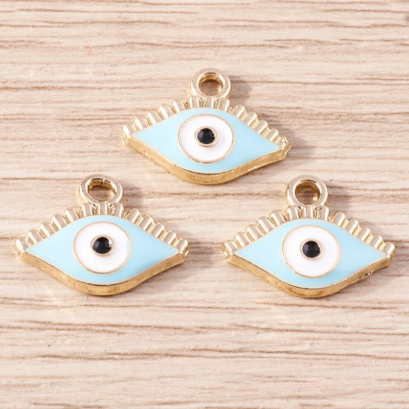 10pcs 15x12mm Cute Enamel Evil Eye Charms Pendants for Jewelry Making Earrings Necklaces Bracelets DIY Handmade Crafts Supplies