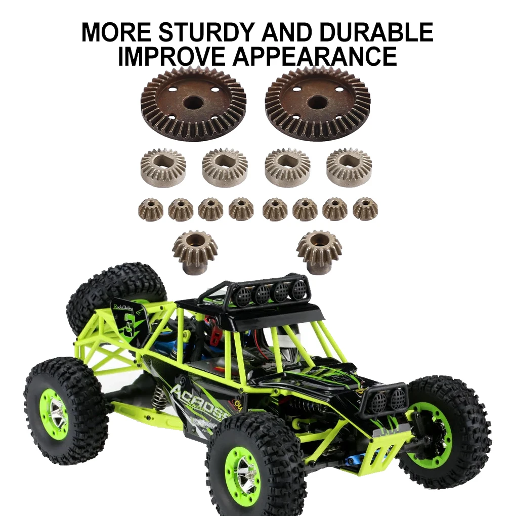 RCGOFOLLOW 16 pezzi ingranaggi in acciaio temprato per 1/18 Rc Gear Wltoys A949 A959 A969 A979 K929 RC parte di auto RC accessori auto