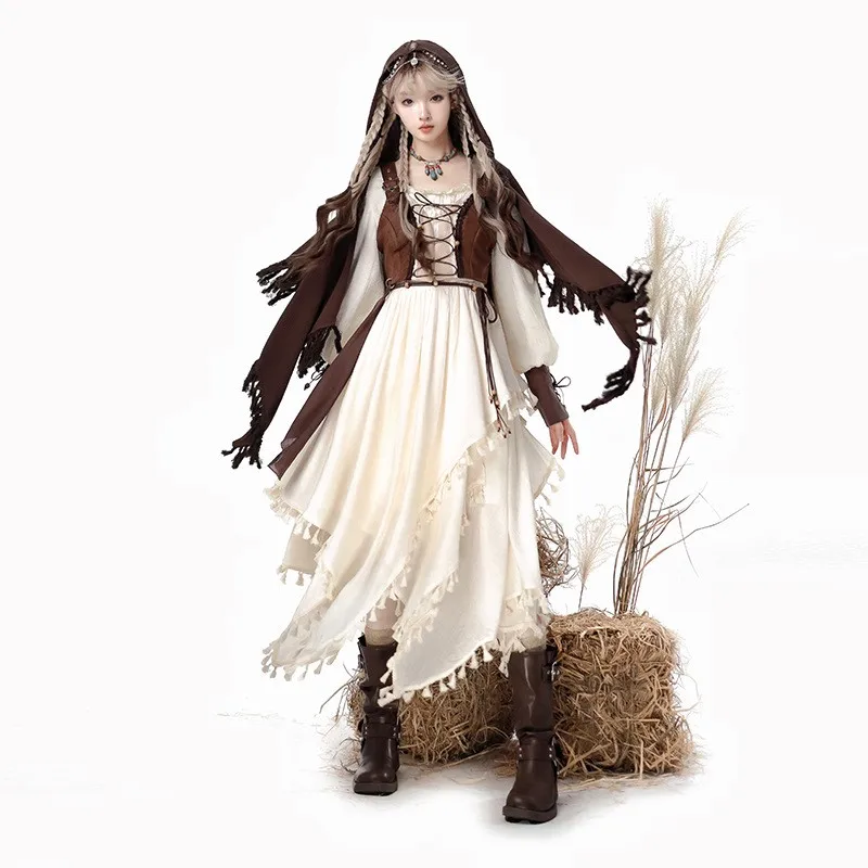 

Summer New Main Waist Vest Long Sleeve Cloak Waste Soil Wind Dress