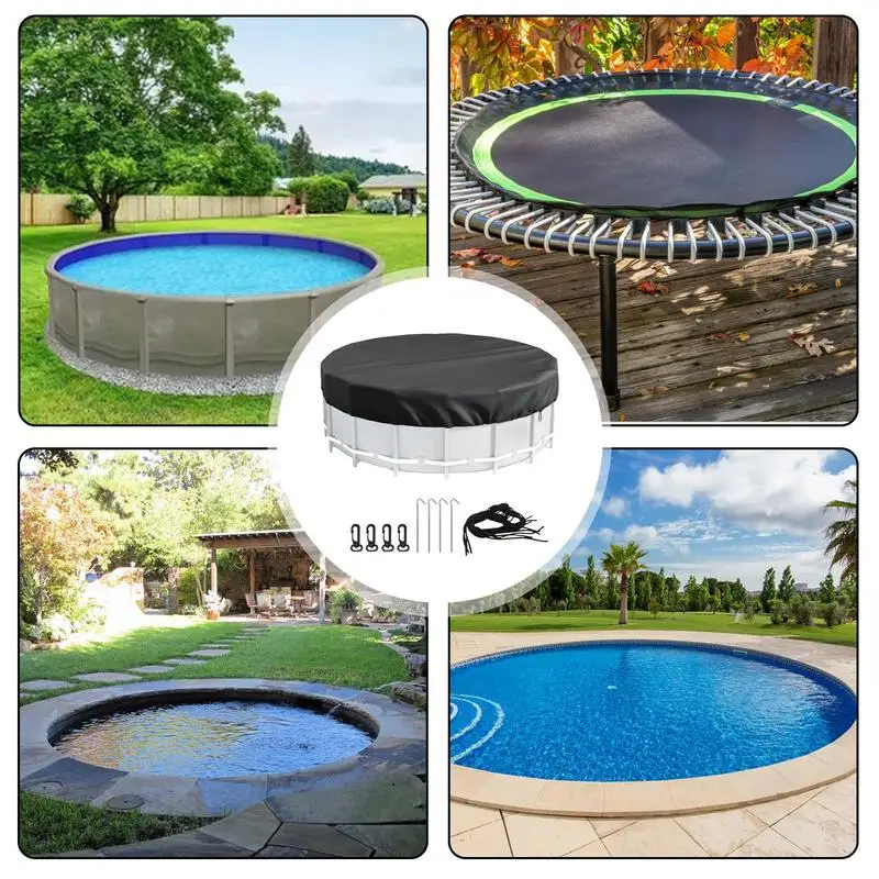 Cubierta de trampolín para piscina redonda personalizable para exteriores, cubierta para piscinas con marco, protección UV a prueba de lluvia y polvo, funda para piscina
