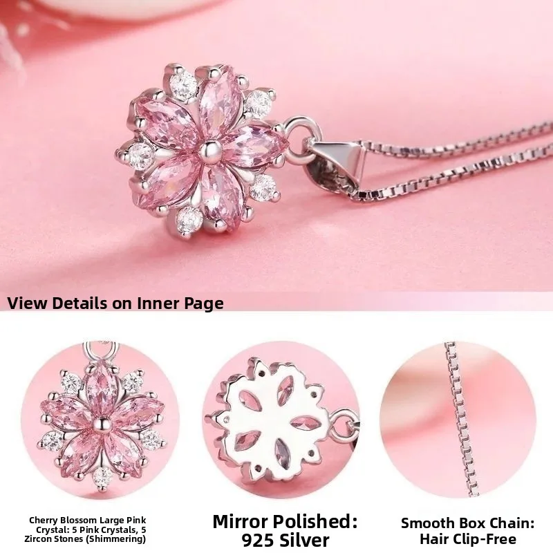 

New Sakura Nelace Women's S925 Sterling Silver Ele Simple Fre Versatile Student Best Friend Clavicle Chain Jewelry