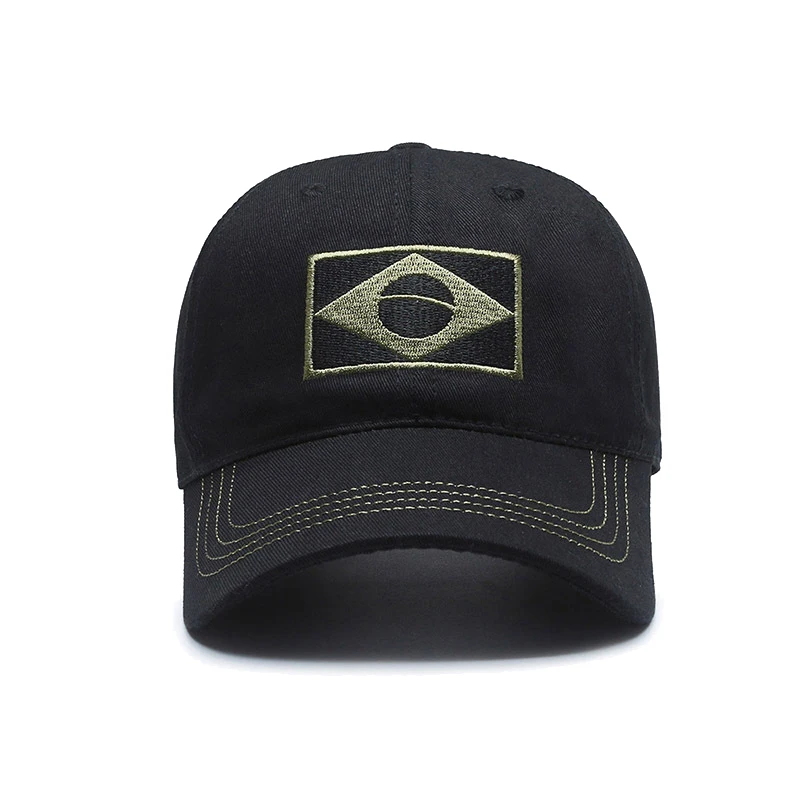 Gorra de béisbol táctica con bordado de bandera brasileña Unisex, sombrero clásico de moda para hombres y mujeres, ocio al aire libre, Deportes,