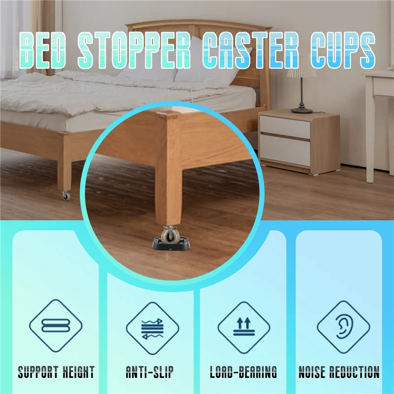 

LICE-4PCS Bed Stopper & Furniture Stopper Caster Cups Fits To All Wheels Of Furniture,Sofas,Beds,Chairs Prevents Scratches