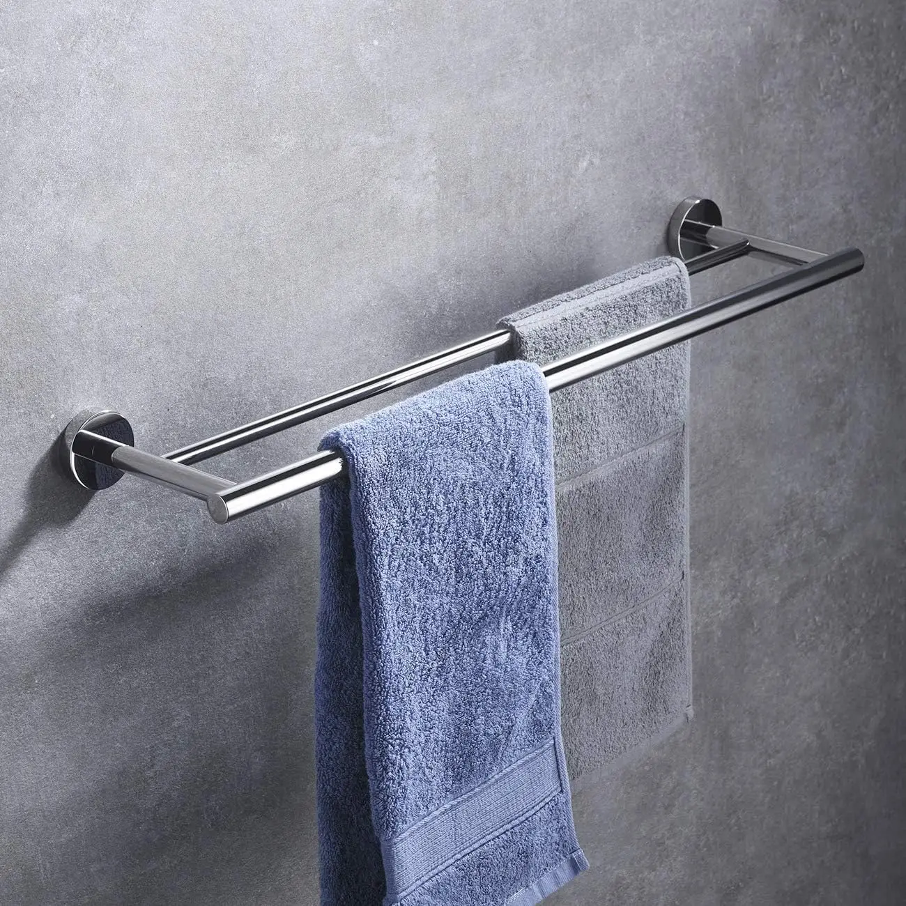 4-Piece Bathroom Accessories Set  Stainless Steel - Includes Double Towel Bar, Hand Towel Rack, Toilet Paper Holder, Robe Hooks