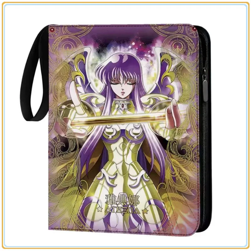 400/900 pçs kayou saint seiya cartão álbum livro pasta 4/9 slots de cartão coleções zíper bolso duplo zíper cartão fichário titular