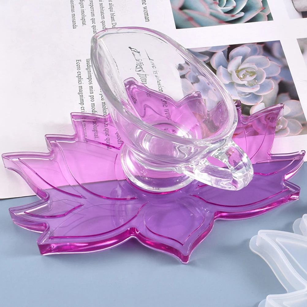 

1pc Crystal Epoxy Mold Silicone Lotus Coaster Mold For Diy Cup Mat Craft Durable Lotus Flower Making Tray Handicraft Sculpture