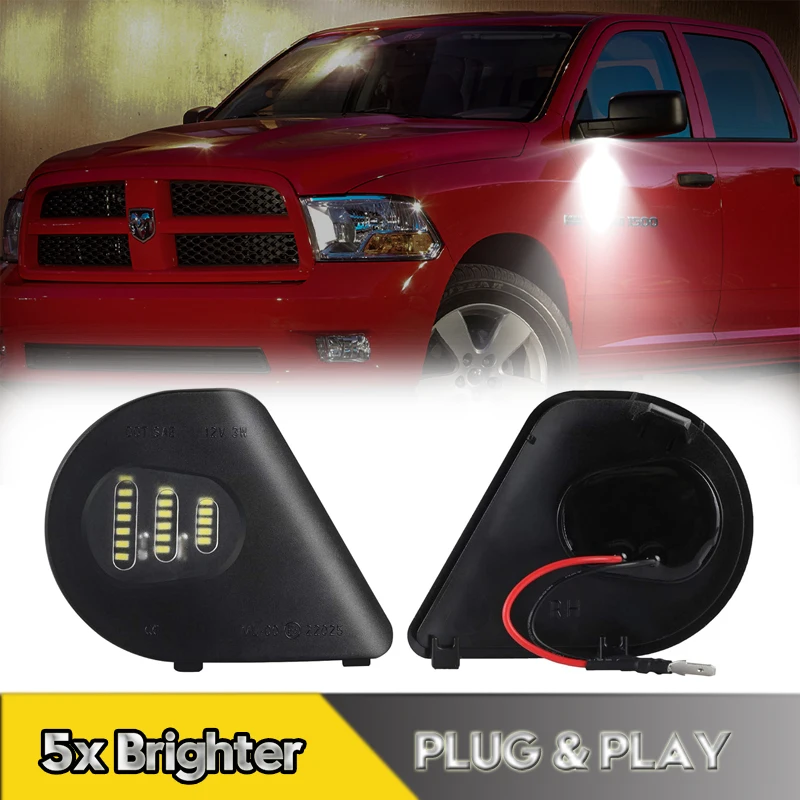 

2Pcs LED Side Under Mirror Lamps Puddle Lights For Dodge Ram 1500 2500 3500 4500 5500 2010-2021 Car Accessories OEM#68087239AA