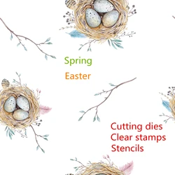 용수철 친구 아름다운 새 사랑스러운 생일 축하 2024 최신 절단 다이, 스크랩북 종이 제작용 투명 스탬프 스텐실