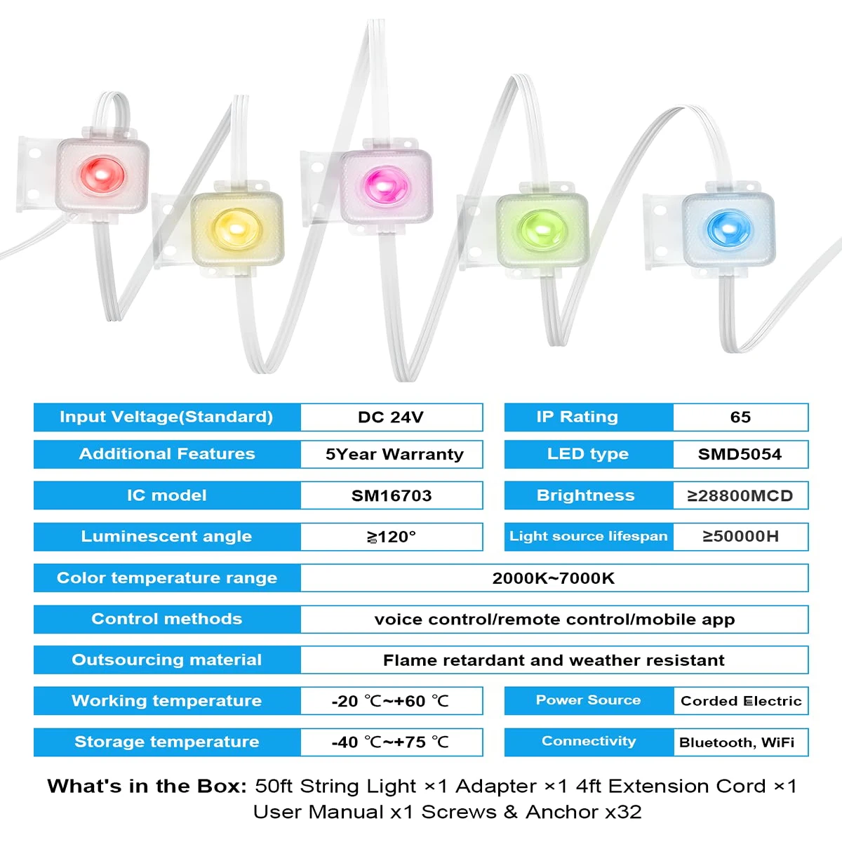 Imagem -06 - Impermeável Smart Rgb String Lights Led Eaves Cena Faça Você Mesmo Casa Cheia Decoração de Iluminação de Natal Permanente ao ar Livre 20m