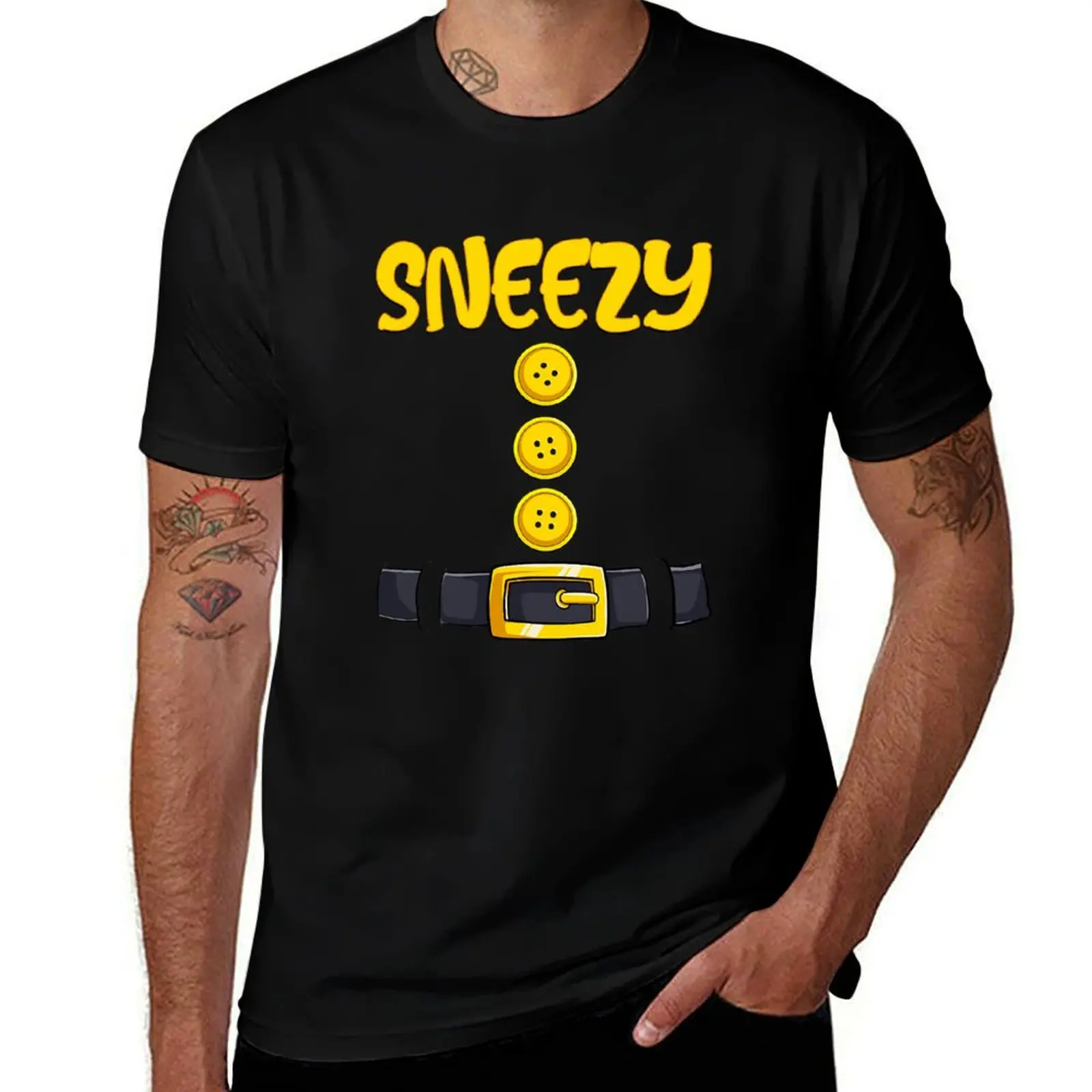 Sneezy Halloween Dwarf Costume Color Matching T-Shirt street wear rapper graphic tees plain black t shirts men