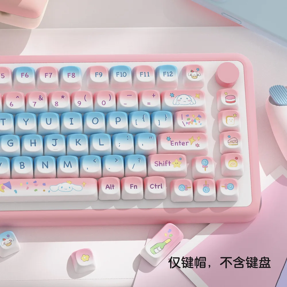 Sanrio Cinnamoroll Keycaps 120-key MOA Cartoon PBT Heat-sublimation Mechanical Keyboard Keycaps. for MX Switch Gaming Keyboards