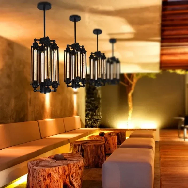 أضواء قلادة القرية مع 110 فولت/220 فولت E27 اديسون ضوء لمبة الصناعة الرجعية البخار الشرير نمط مطعم بار علوي مصباح