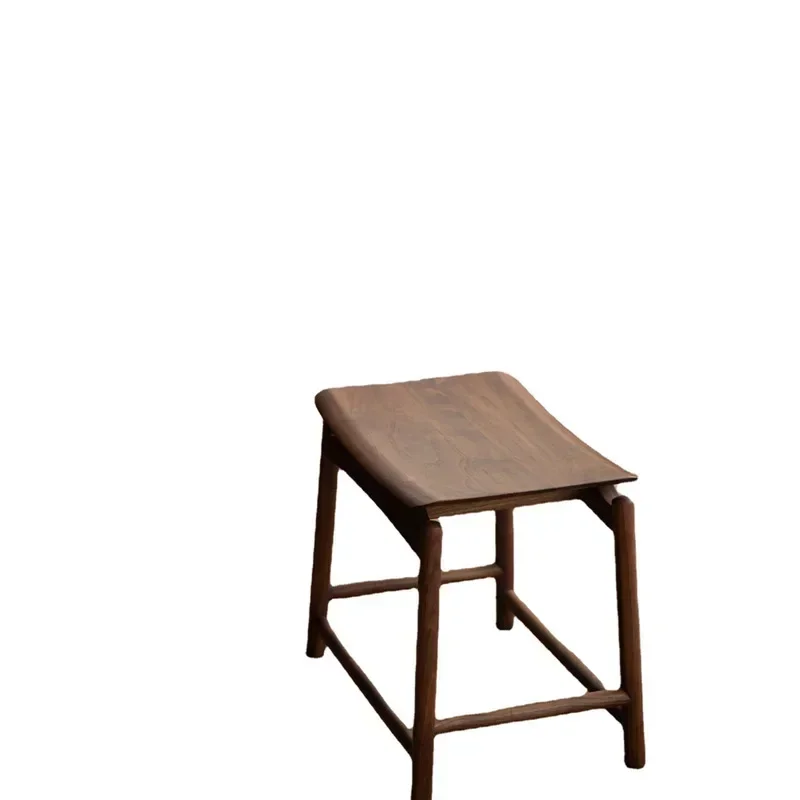 New Chinese all-solid wood stool, black walnut Zen furniture, minimalist casual rectangular short stool