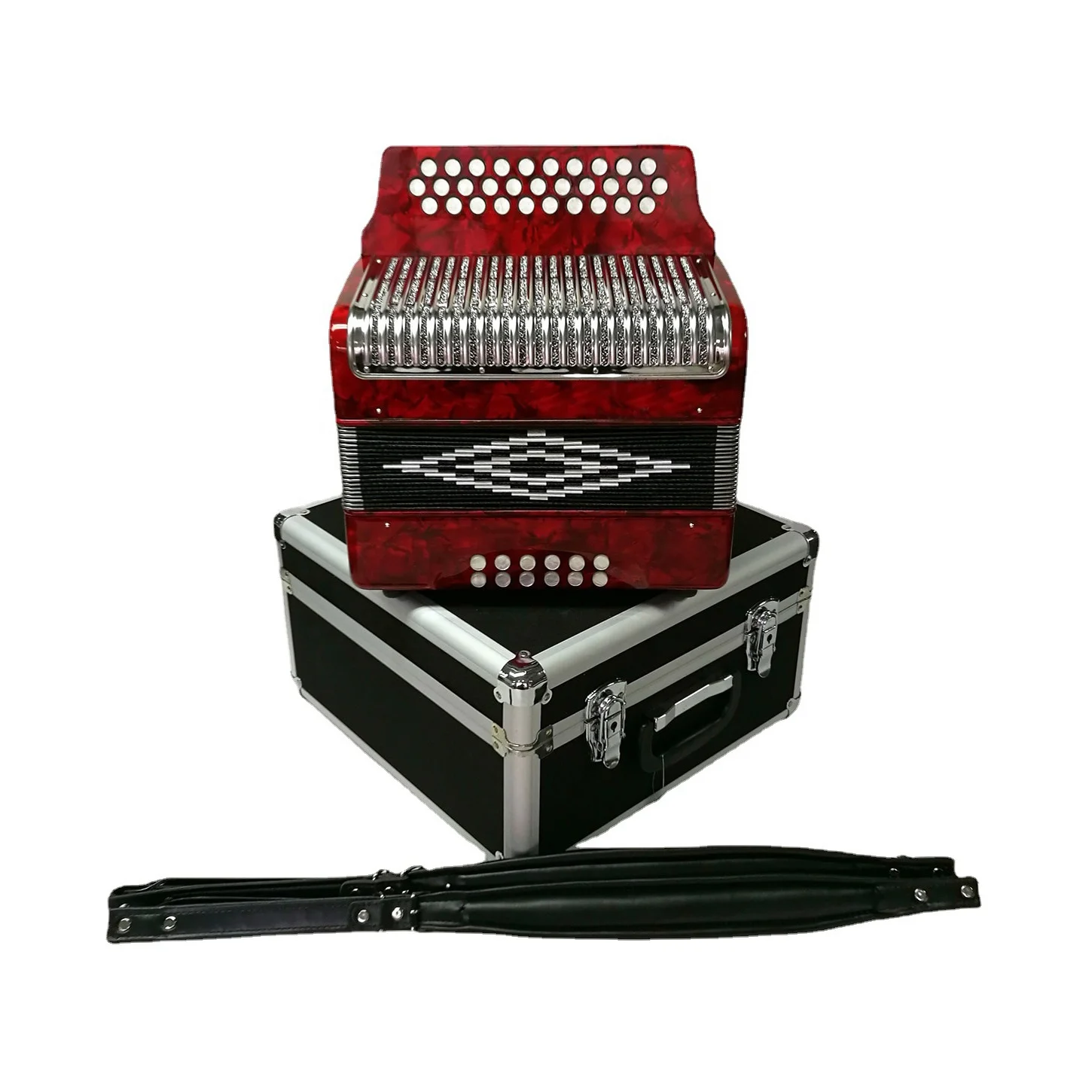 أداة الأكورديون الاحترافية ذات 12 زرًا باسًا 31 زرًا JB3112C مع أزرار خشبية باللونين الأحمر والأبيض #4