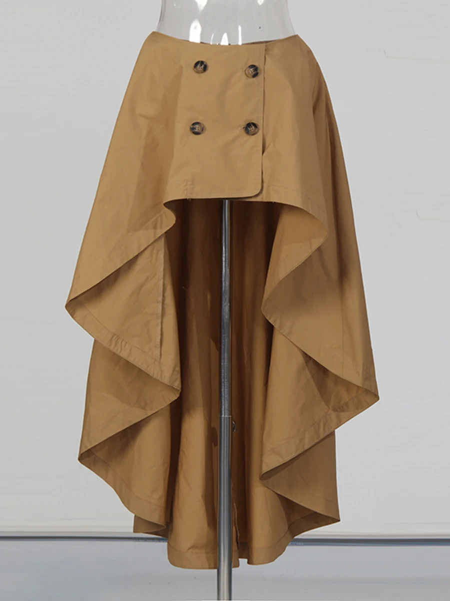 CHICEVER kaki épissé à lacets deux pièces ensemble femme revers à manches longues chemise Vintage littéraire femmes jupe ensembles automne mode