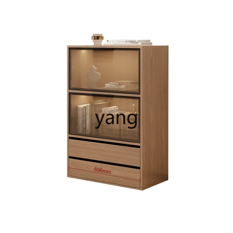 

Yjq Simple Floor Storage Lockers with Glass Door Living Room Storage Chest of Drawers