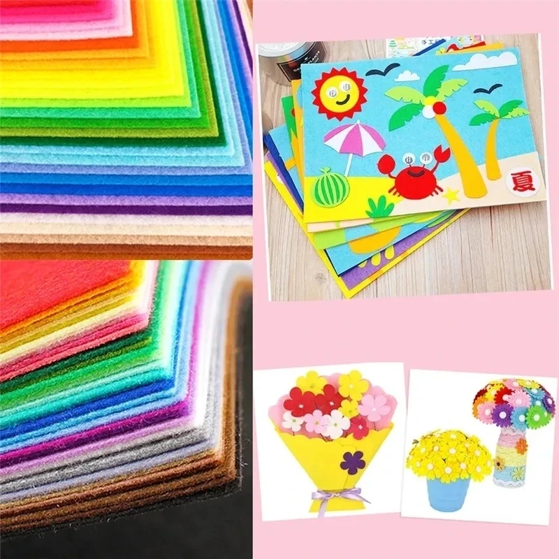 30*20cm 40Pcs Soft Felt Fabric Sheet A4 Size Nonwoven Fabric Needlework Quilting Material Cloth For Patchwork Sewing Craft Doll