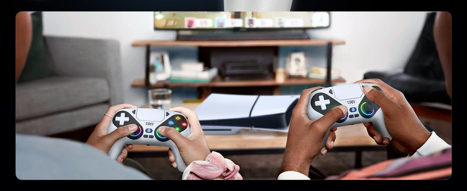 Für Playstation 5/PS5 Pro/Slim/PC RGB BT Kabelloser Controller mit Dual-Shock-Marko/Turbo-Programmfunktion, 3,5-mm-Audioanschluss, Gamepads – Detail 33