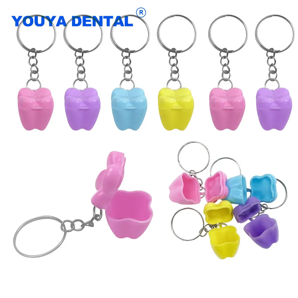 Tooth Shape Mini Dental Plastic Storage Box Organizer Container Kids Baby Teeth Collection Children\'s Souvenir Save keychain