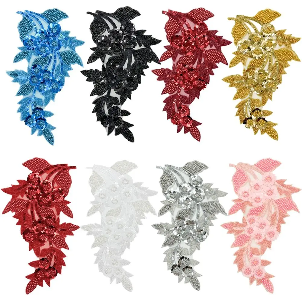 Fashion 3D Sequin Flower Patches Embroidery DIY Clothing Applique Handmade Embroidered Patches Wedding Dress view 2