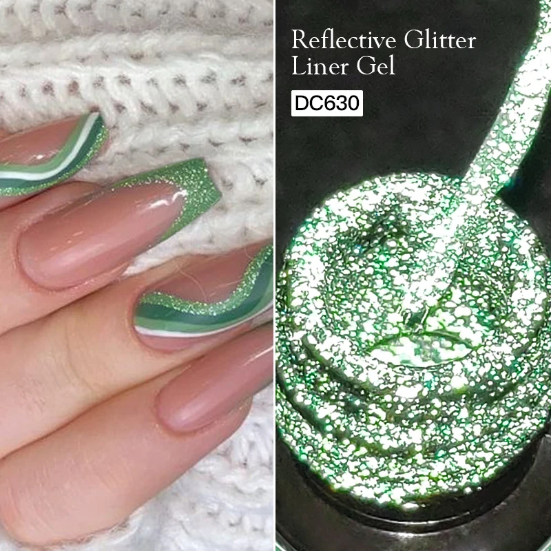 5ml Gold Silber Reflektierender Glitter Liner Gel Nagellack Set Rosa Farbe Leuchtend Funkelndes Französisches Semi-Permanentes Nagellack-Gel