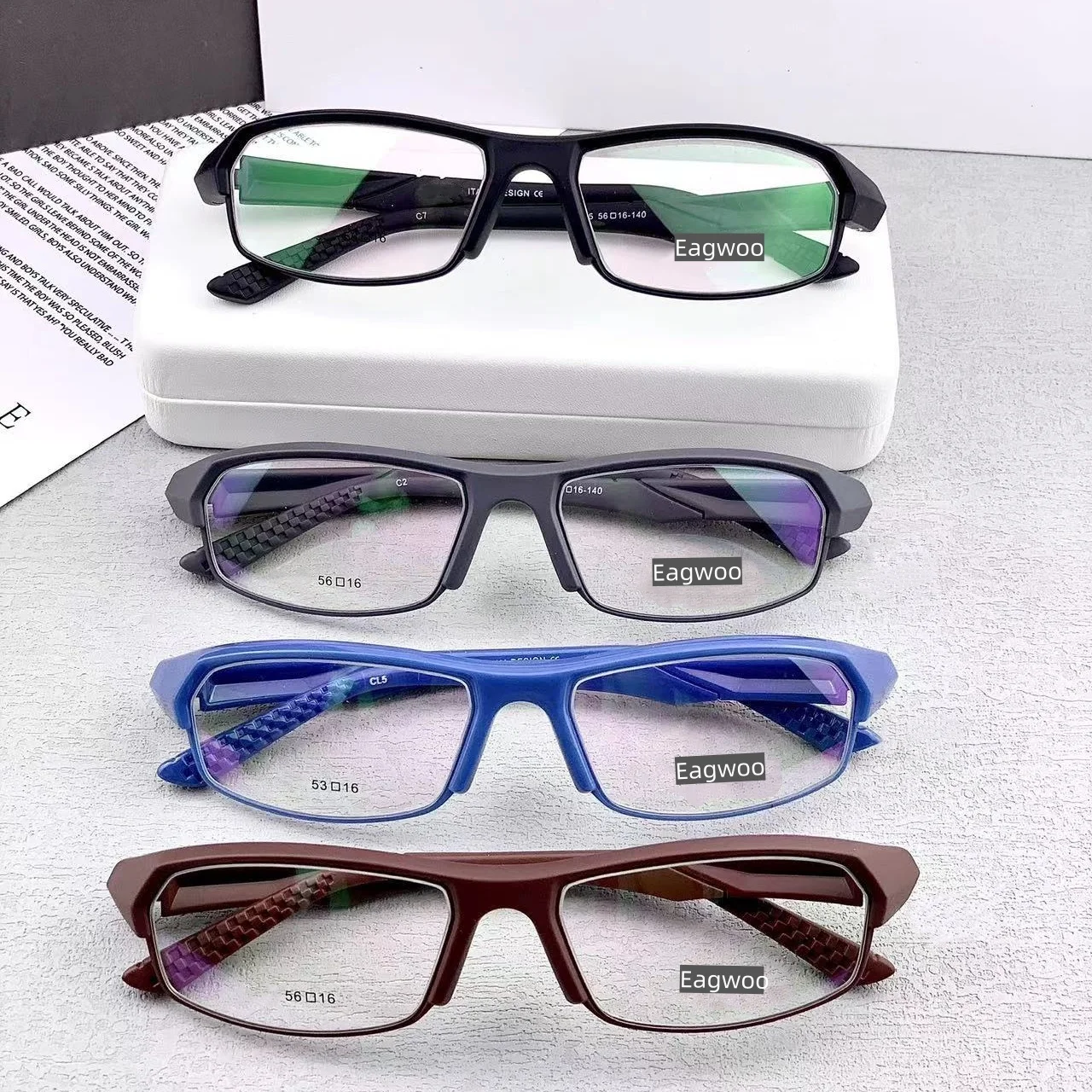 Sports Super Light Optical Frame Prescription Men Designed Eyeglasses Sporting Full Rim Spectacle with Anti Slip Temple