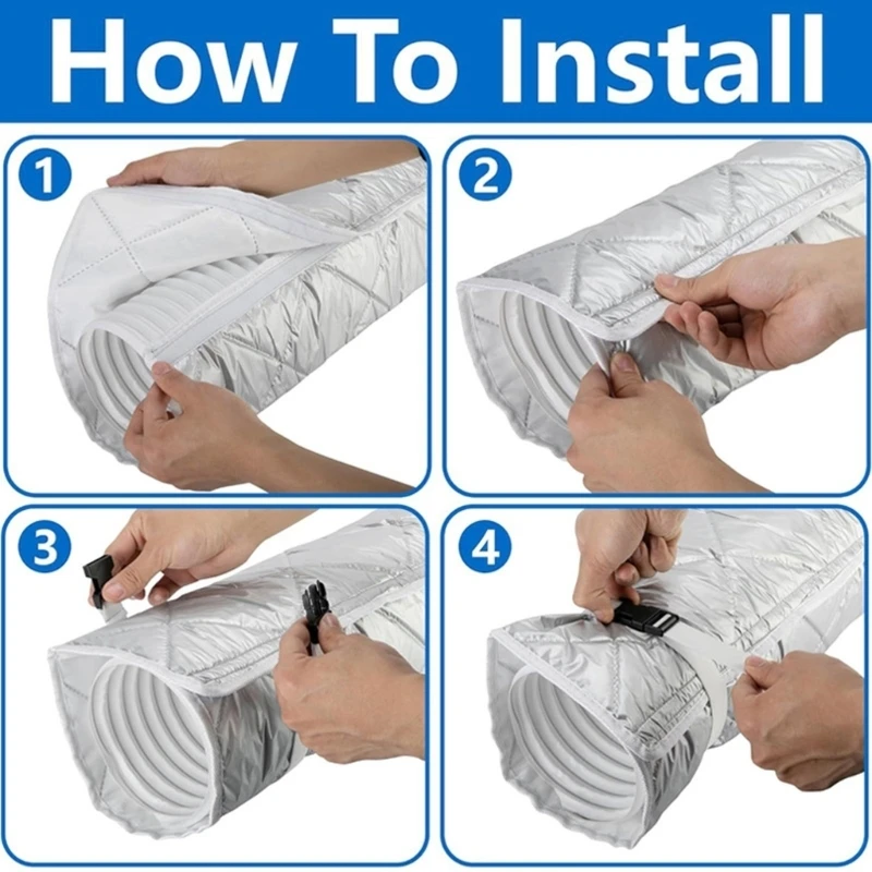 Air Conditioner Exhaust Hose Wrap Cover, Portable AC Insulation Sleeve with Reflective Outer Layer and Buckle Straps JOMD