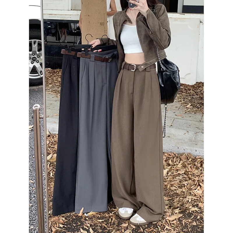 

Advanced Drape Feeling Suit Pants Casual High Waist Pants For Women In Autumn 2023 New Wide Leg Pants Loose Fitting Trousers