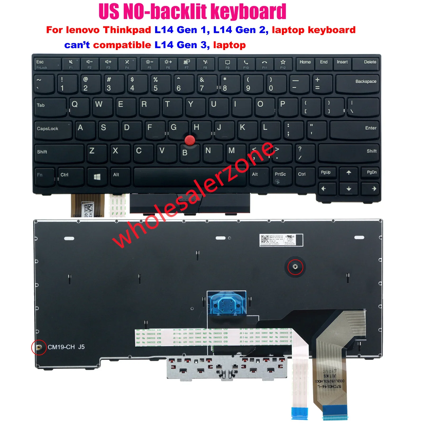 New keyboard for IBM Thinkpad L14,L14 gen 1,L14 gen 2 series laptop US layout (can't for L14 gen 3 laptop)