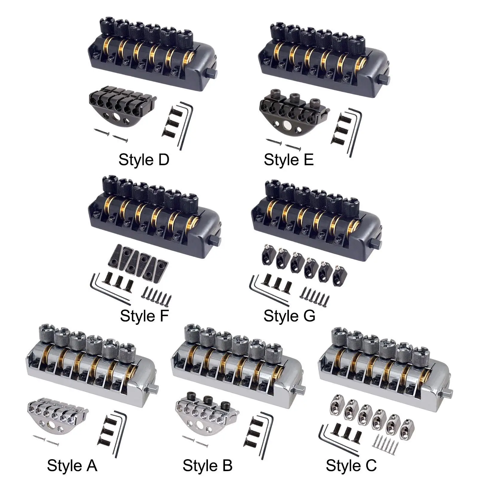 Description Picture 3 of itemGuitar Bridge Tailpiece Fixed 6 String Headless Guitar Bridge for Headless Electric Guitar Part Replaces Music Instrument DIY