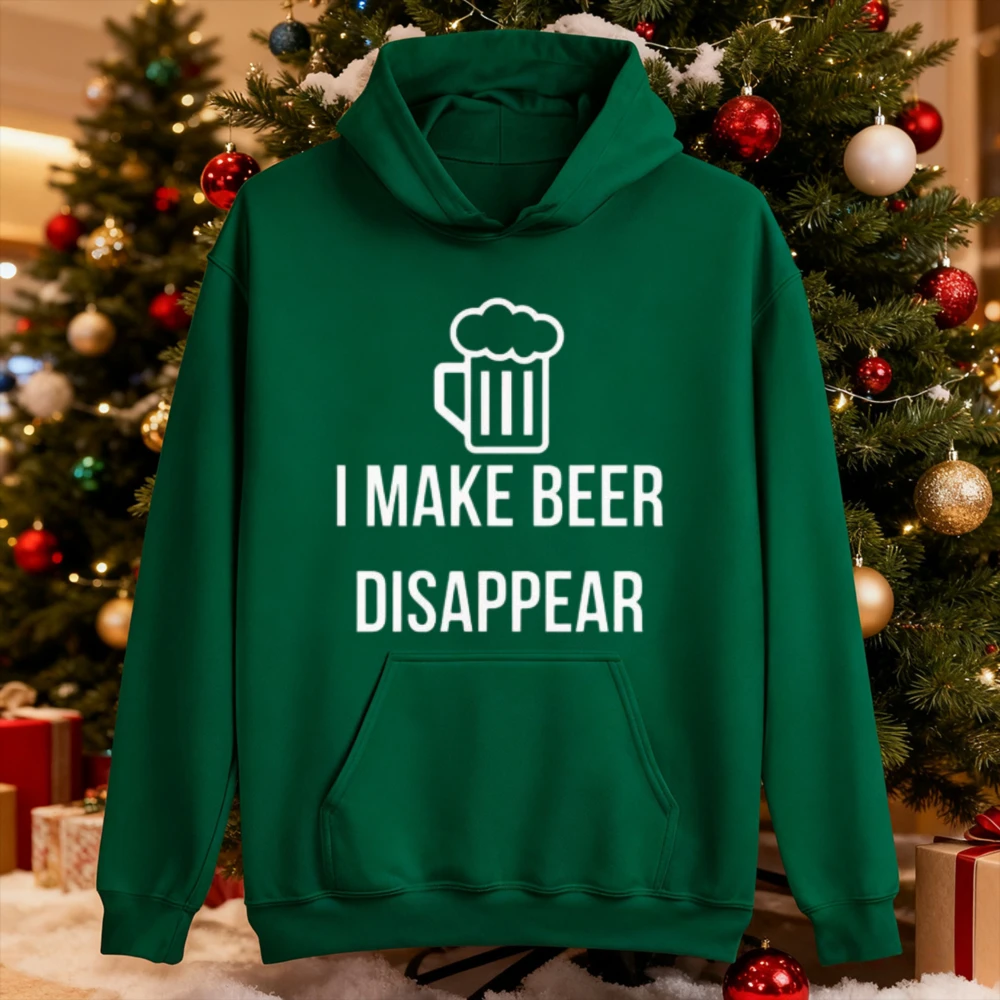 I Make Beer Disappear Graphic Hoodie Unisex Pullover Hooded Sweatshirt Beer Mug Outline Funny Beer Lover Casual for Men Women