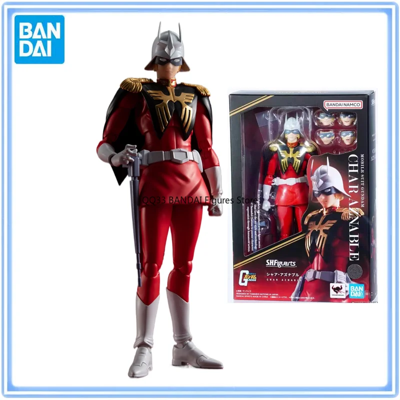 

Bandai Original S.H.Figuarts Anime Gundam GQuuuuuuX Char Aznable Action Figure Active Joints Model Collectable Toys