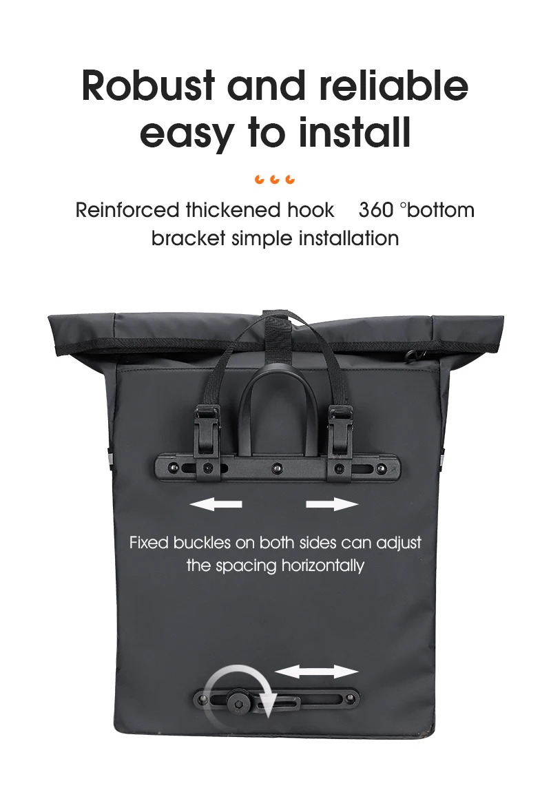 WEST BIKING Fahrradtasche 30L Wasserdichte Gepäckträgertasche Fahrrad-Satteltasche mit Regenschutz Profi-Fahrradzubehör – Detail 8