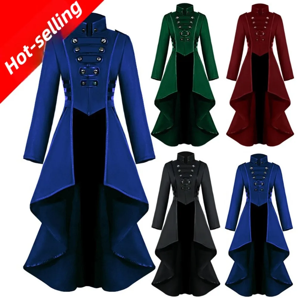 فستان سهرة نسائي من العصور الوسطى - طية صدر السترة، حاشية غير متماثلة وقميص طويل عتيق، مثالي للمناسبات ذات الطابع الشخصي والأنماط الكلاسيكية